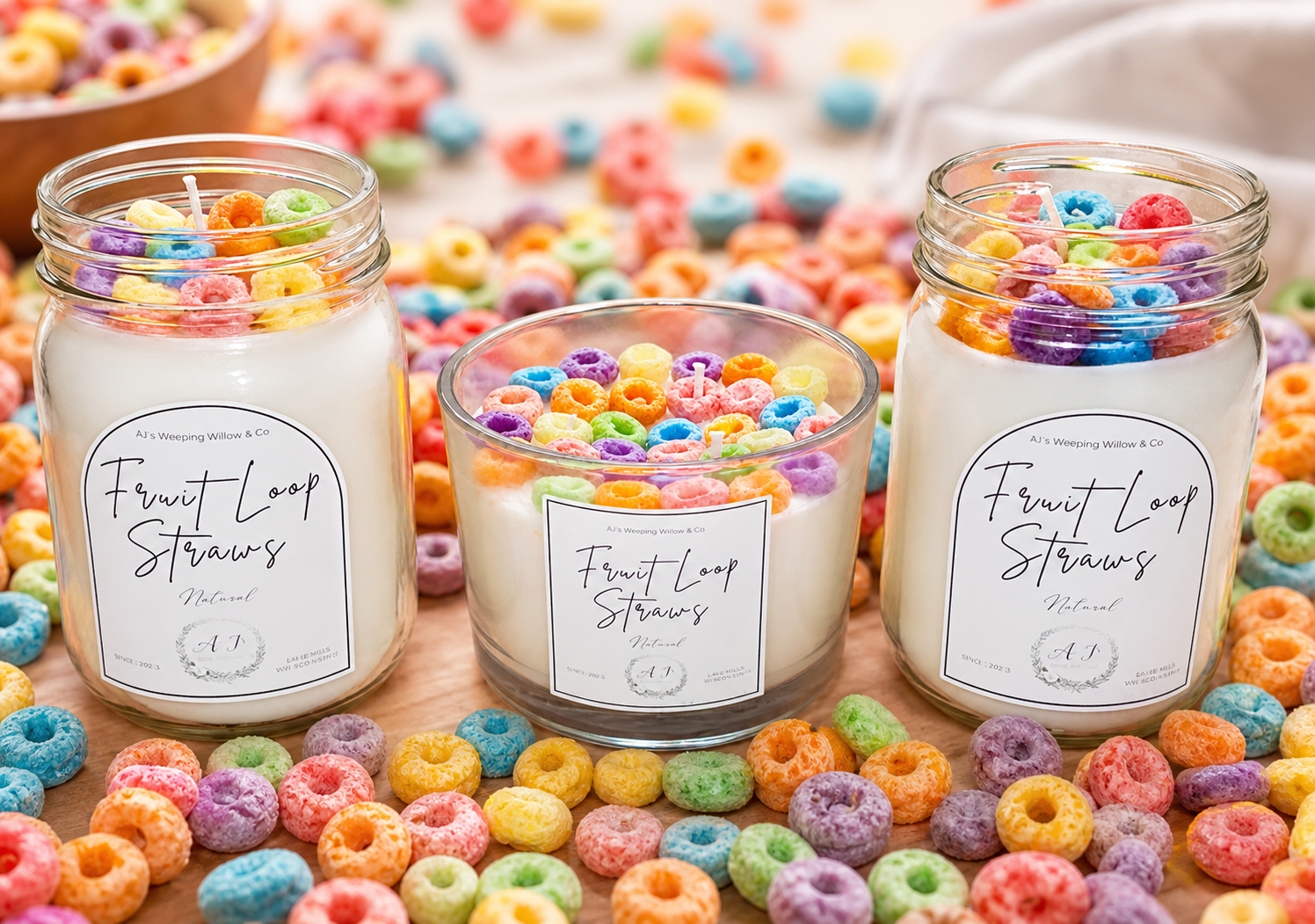 Fruit Loop Straws Candle